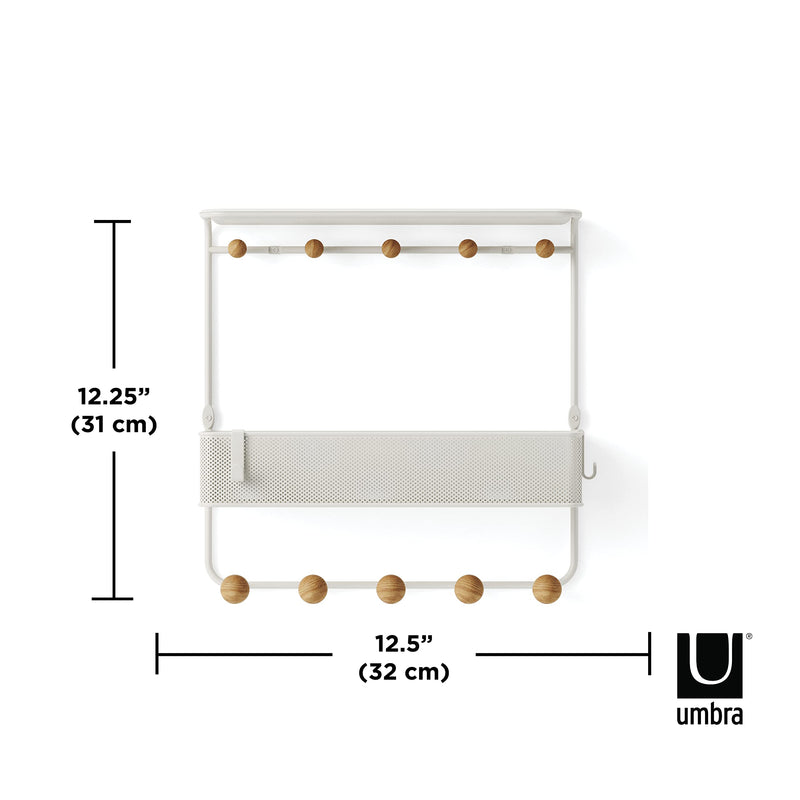 UMBRA - Estique Shelf with Hooks _ White-Natural