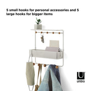 UMBRA - Estique Shelf with Hooks _ White-Natural