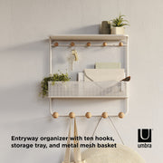 UMBRA - Estique Shelf with Hooks _ White-Natural