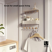 UMBRA - Estique Shelf with Hooks _ White-Natural
