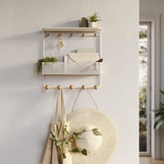 UMBRA - Estique Shelf with Hooks _ White-Natural