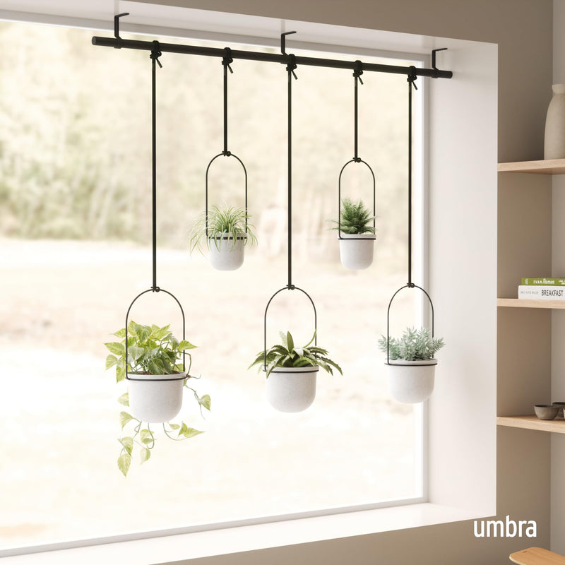 UMBRA - Triflora Hanging Planters, Set of 5 _ White-Black