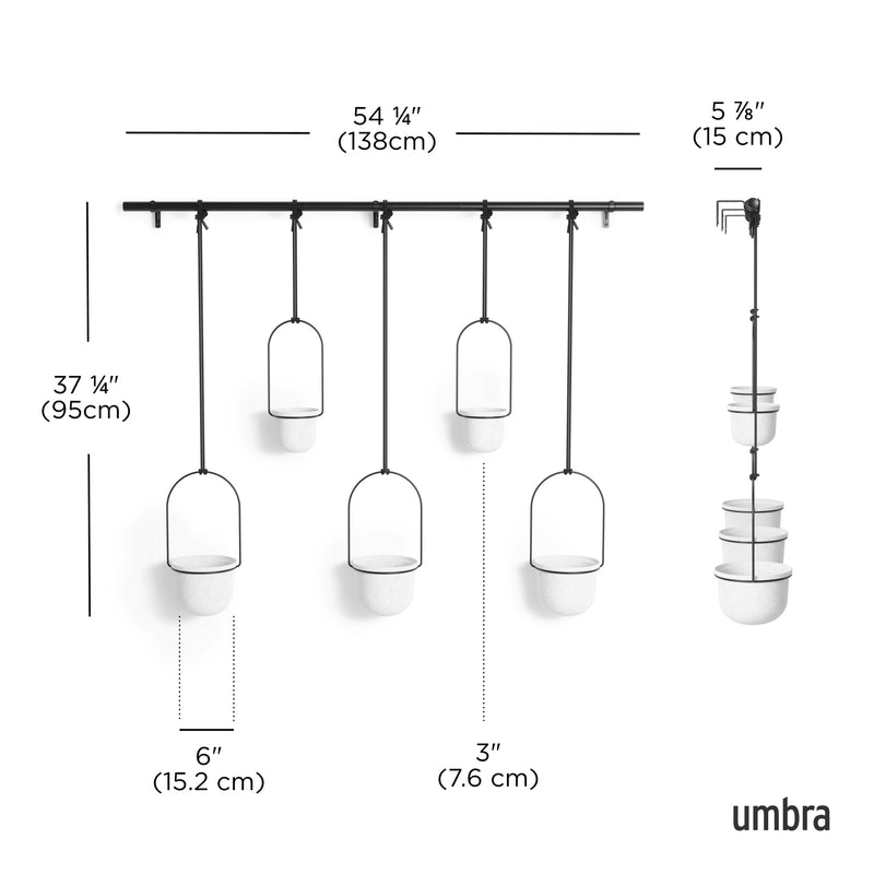UMBRA - Triflora Hanging Planters, Set of 5 _ White-Black