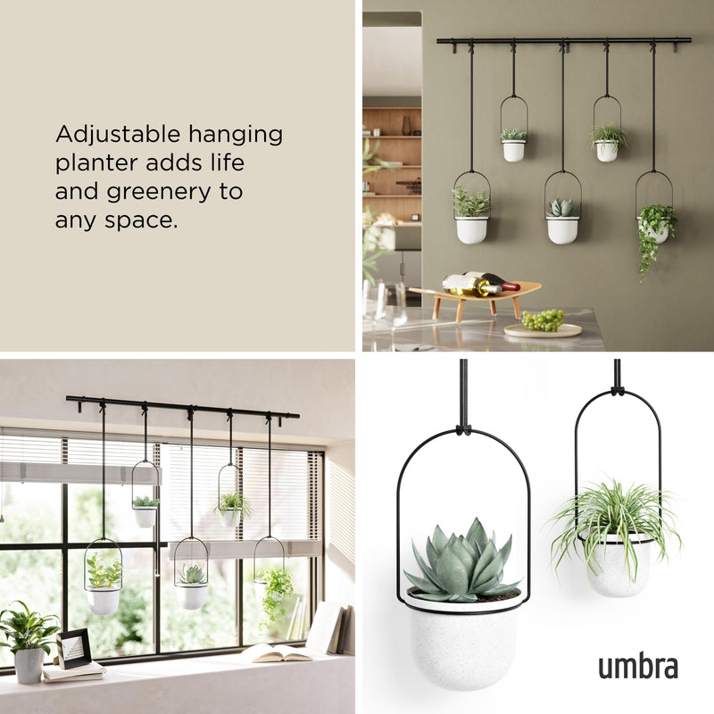UMBRA - Triflora Hanging Planters, Set of 5 _ White-Black