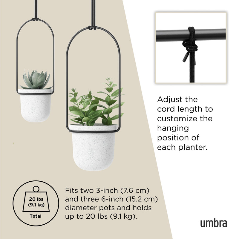 UMBRA - Triflora Hanging Planters, Set of 5 _ White-Black