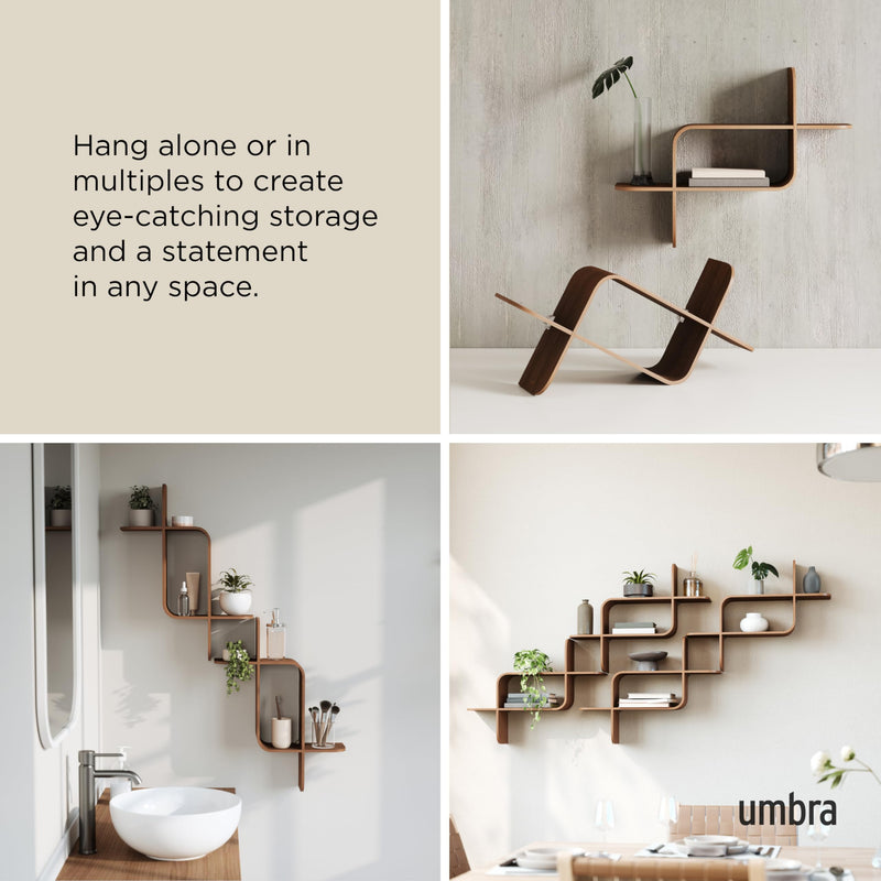 UMBRA - Montage Wall Shelf _ Light-Walnut