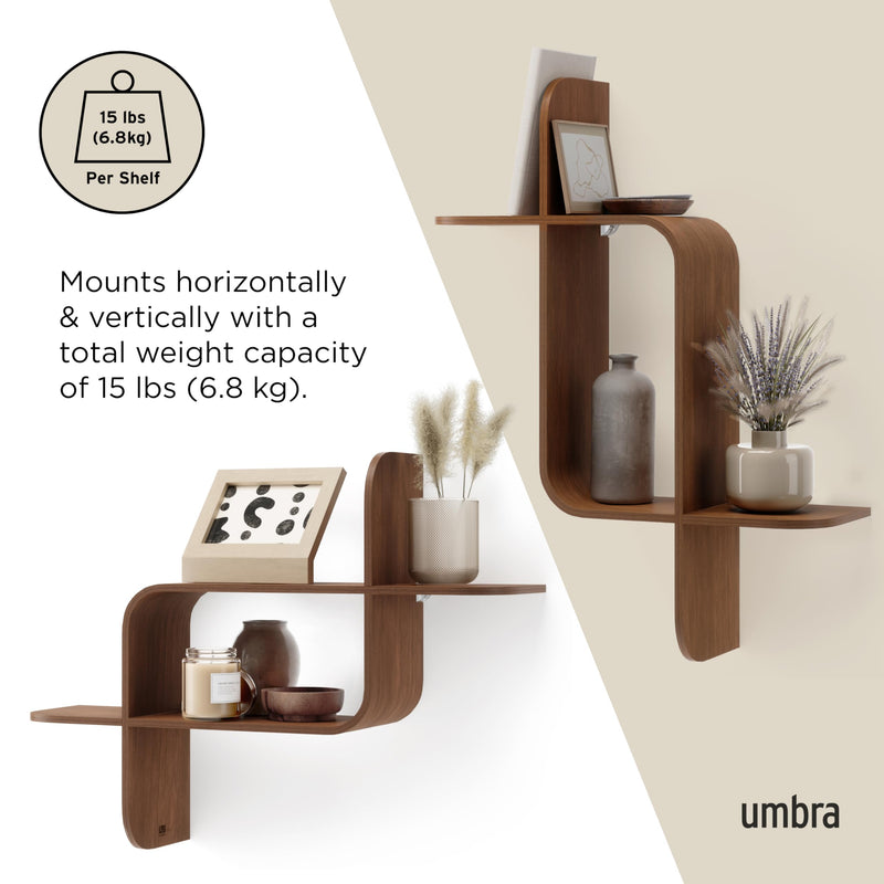 UMBRA - Montage Wall Shelf _ Light-Walnut