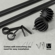 UMBRA - Finn Curtain Rod _ Eco-Friendly Matte-Black / 42-120" (107-305 cm) / 1" (2.5 cm)