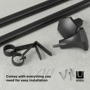 UMBRA - Sita Curtain Rod _ Eco-Friendly Matte-Black / 36-72" (91-183 cm) / 1" (2.5 cm)