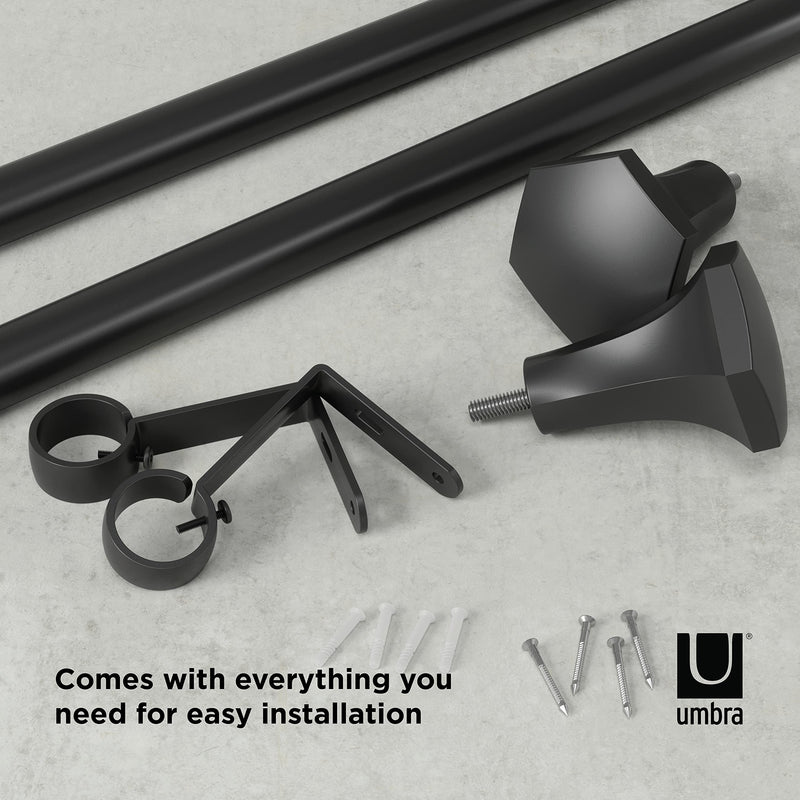 UMBRA - Sita Curtain Rod _ Eco-Friendly Matte-Black / 72-144" (183-365 cm) / 1" (2.5 cm)