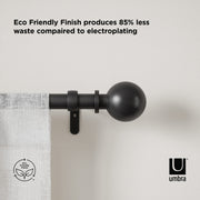 UMBRA - Bolas Curtain Rod _ Eco-Friendly Matte-Black / 72-144" (183-365 cm) / 1" (2.5 cm)