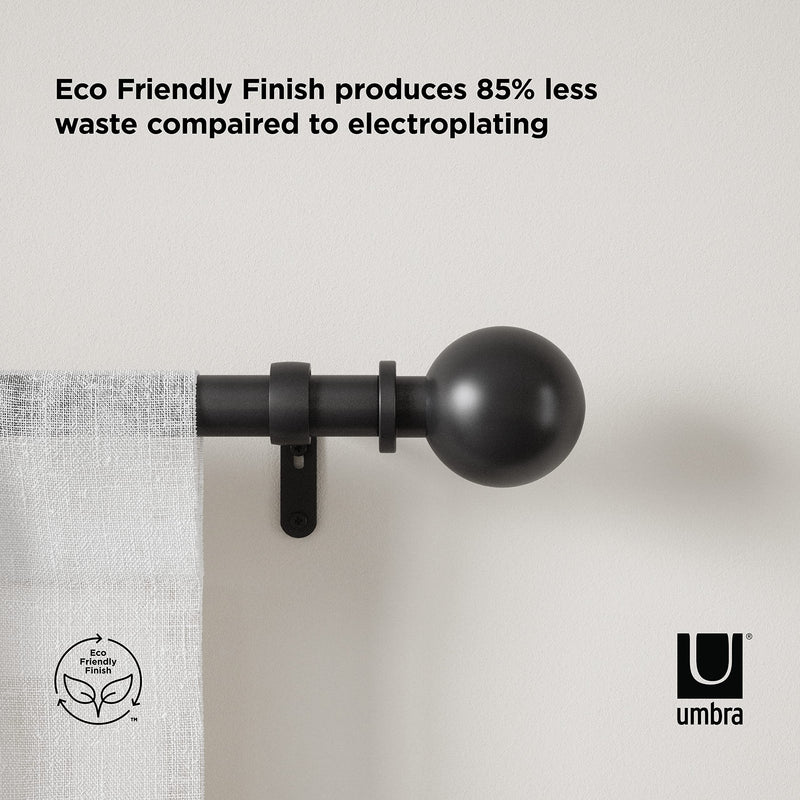 UMBRA - Bolas Curtain Rod _ Eco-Friendly Matte-Black / 72-144" (183-365 cm) / 1" (2.5 cm)