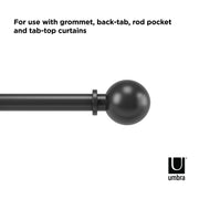 UMBRA - Bolas Curtain Rod _ Eco-Friendly Matte-Black / 72-144" (183-365 cm) / 1" (2.5 cm)