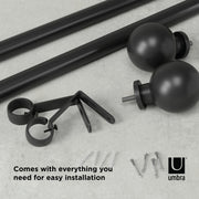 UMBRA - Bolas Curtain Rod _ Eco-Friendly Matte-Black / 72-144" (183-365 cm) / 1" (2.5 cm)