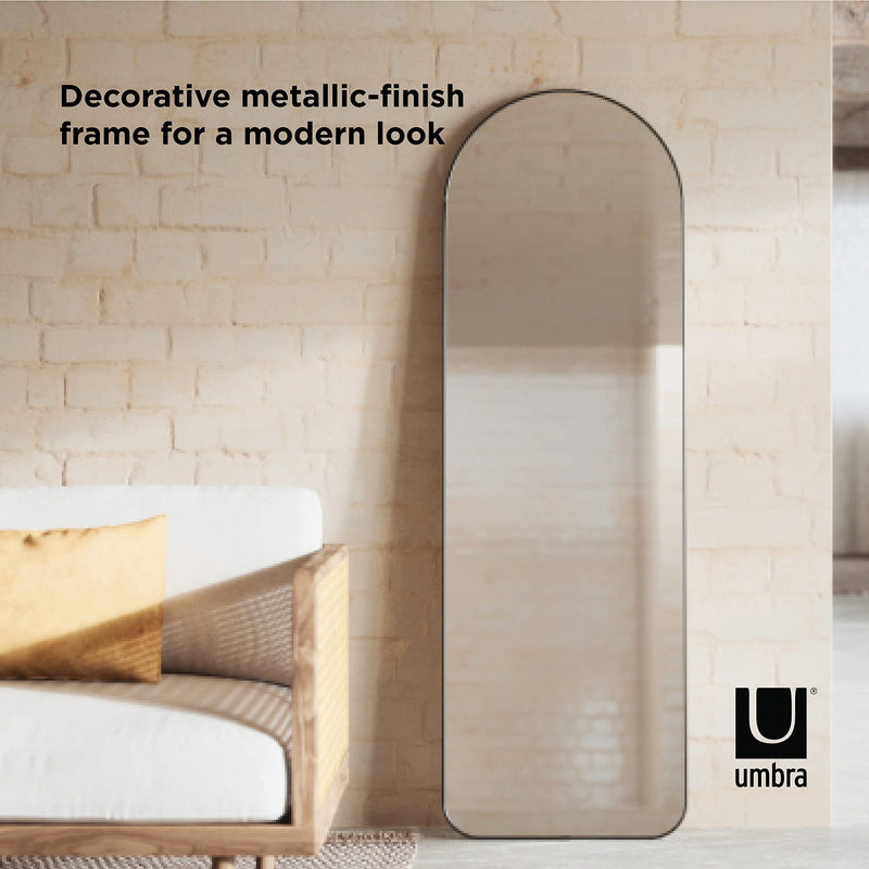 UMBRA - Hubba Arched Leaning & Wall Mirror _ Metallic-Titanium