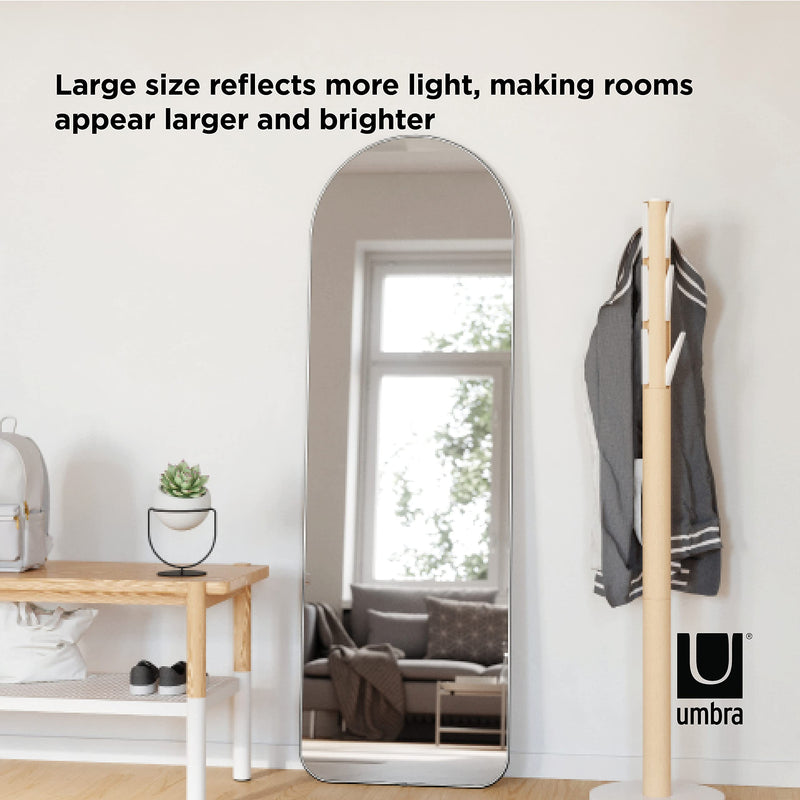 UMBRA - Hubba Arched Leaning & Wall Mirror _ Metallic-Titanium