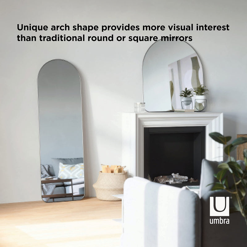 UMBRA - Hubba Arched Leaning & Wall Mirror _ Metallic-Titanium