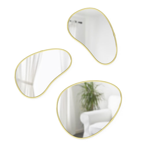 UMBRA - Hubba Pebble Wall Mirrors, Set of 3 _ Brass