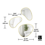 UMBRA - Hubba Pebble Wall Mirrors, Set of 3 _ Brass