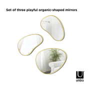 UMBRA - Hubba Pebble Wall Mirrors, Set of 3 _ Brass