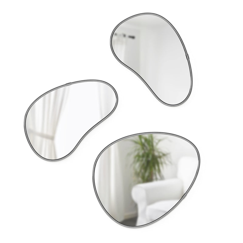 UMBRA - Hubba Pebble Wall Mirrors, Set of 3 _ Metallic-Titanium