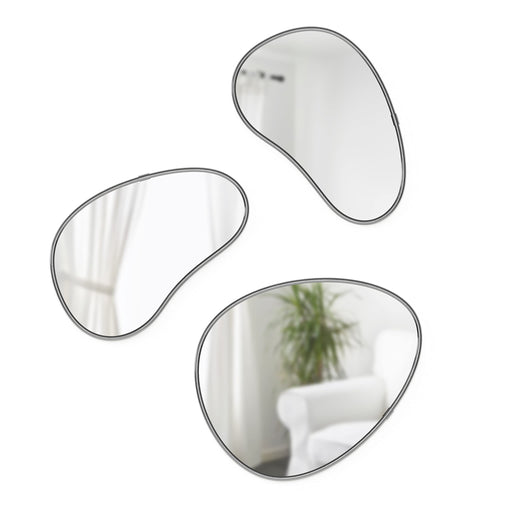UMBRA - Hubba Pebble Wall Mirrors, Set of 3 _ Metallic-Titanium