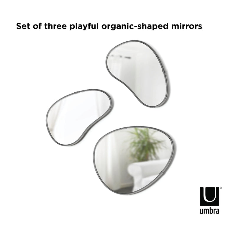 UMBRA - Hubba Pebble Wall Mirrors, Set of 3 _ Metallic-Titanium