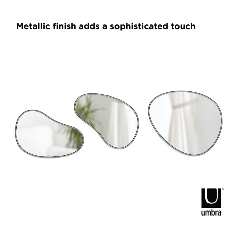 UMBRA - Hubba Pebble Wall Mirrors, Set of 3 _ Metallic-Titanium