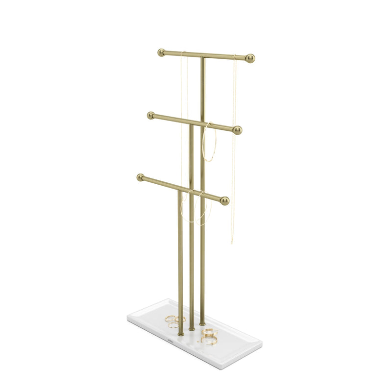UMBRA - Trigem Jewelry Stand _ White-Brass