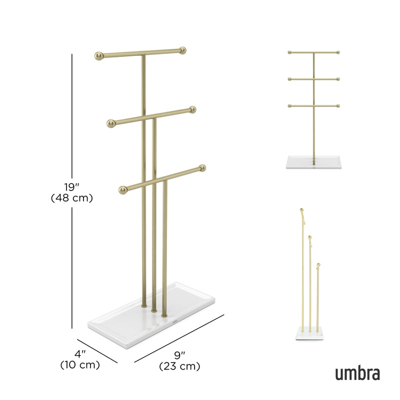 UMBRA - Trigem Jewelry Stand _ White-Brass