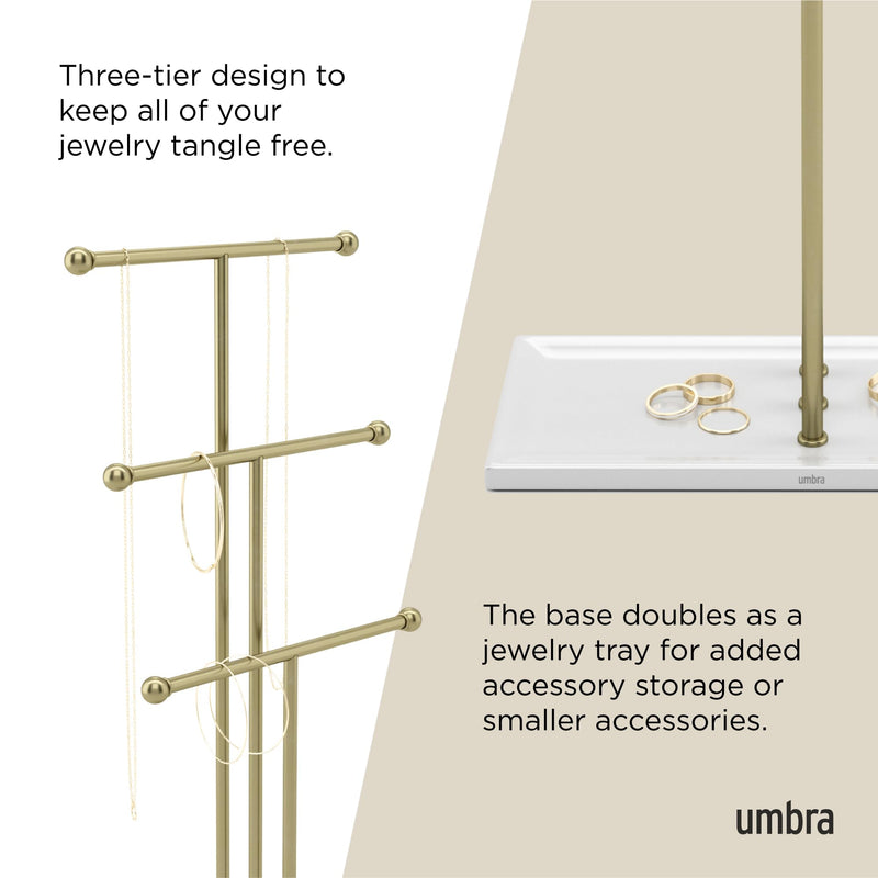 UMBRA - Trigem Jewelry Stand _ White-Brass