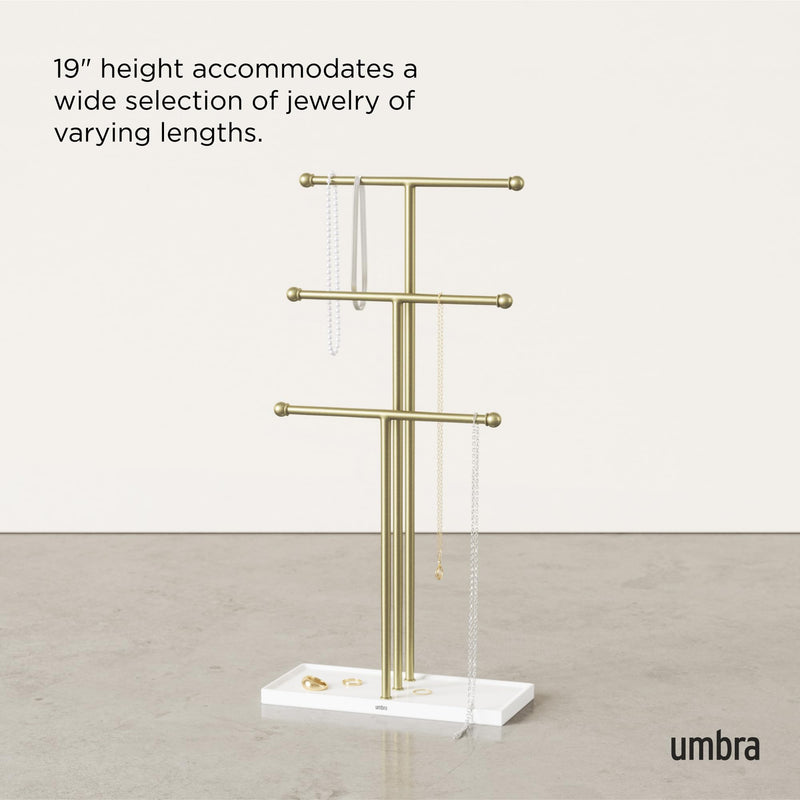 UMBRA - Trigem Jewelry Stand _ White-Brass