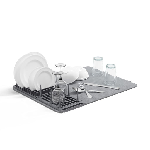 UMBRA - UDry Peg Dish Rack with Mat _ Charcoal