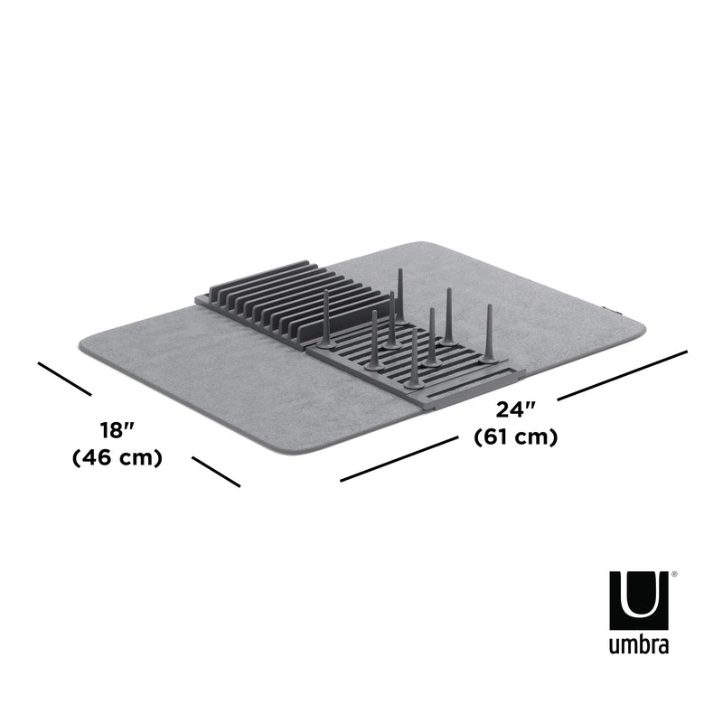UMBRA - UDry Peg Dish Rack with Mat _ Charcoal