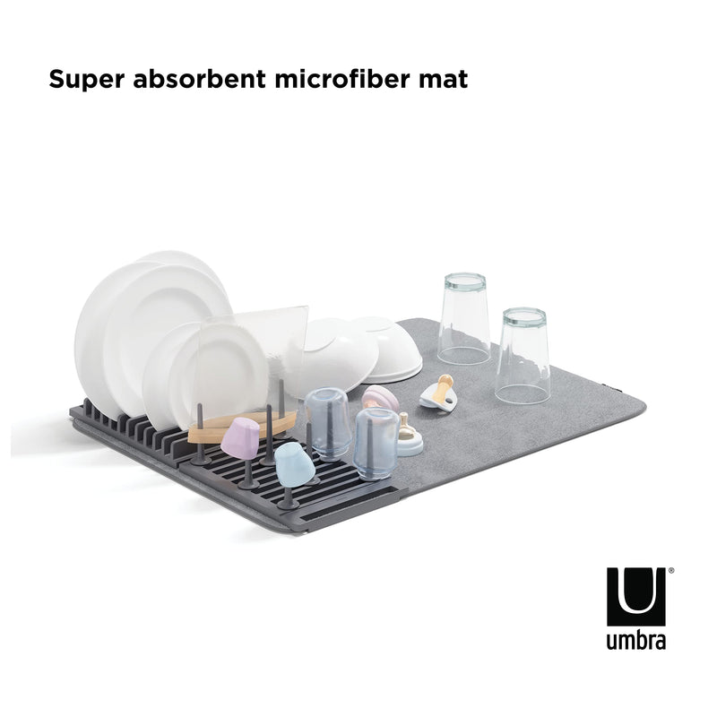 UMBRA - UDry Peg Dish Rack with Mat _ Charcoal