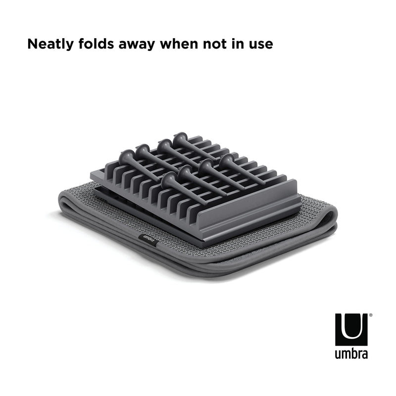 UMBRA - UDry Peg Dish Rack with Mat _ Charcoal