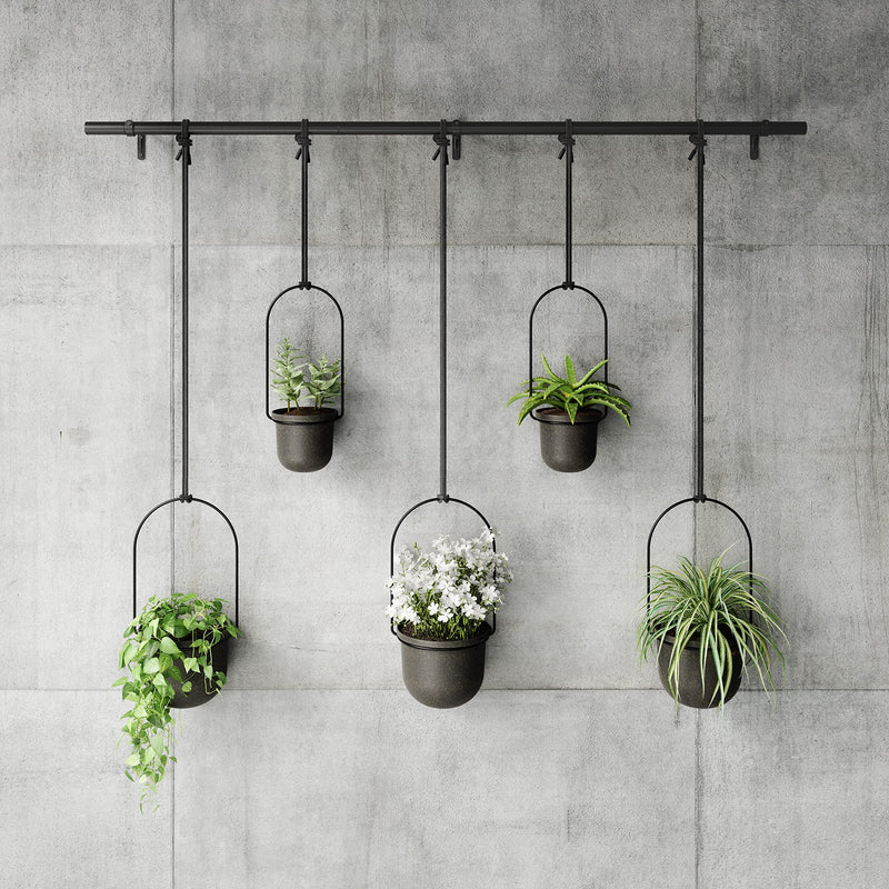 UMBRA - Triflora Hanging Planters, Set of 5 _ Black