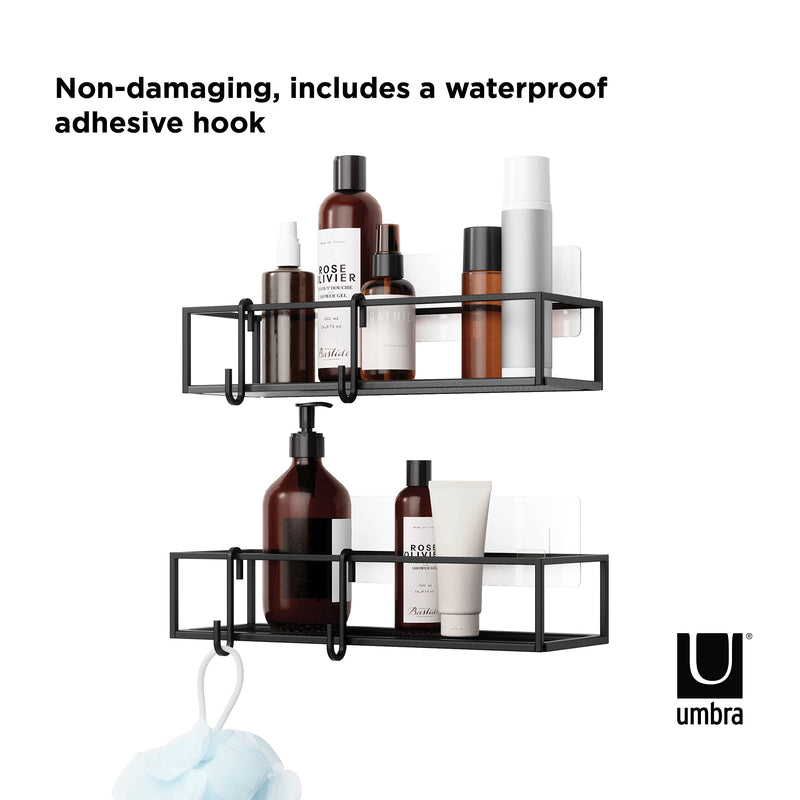 UMBRA - Cubiko Adhesive Shower Bins, Set of 2 _ Black / Set of Two