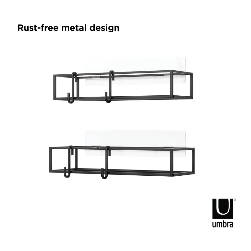 UMBRA - Cubiko Adhesive Shower Bins, Set of 2 _ Black / Set of Two