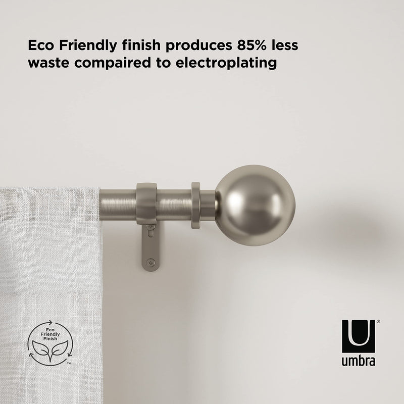 UMBRA - Bolas Curtain Rod _ Eco-Friendly Nickel / 36-72" (91-183 cm) / 1" (2.5 cm)