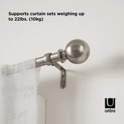 UMBRA - Bolas Curtain Rod _ Eco-Friendly Nickel / 72-144" (183-365 cm) / 1" (2.5 cm)
