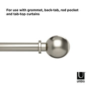 UMBRA - Bolas Curtain Rod _ Eco-Friendly Nickel / 72-144" (183-365 cm) / 1" (2.5 cm)