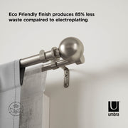 UMBRA - Bolas Double Curtain Rod _ Eco-Friendly Nickel / 36-72" (91-183 cm) / 1" (2.5 cm)
