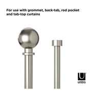 UMBRA - Bolas Double Curtain Rod _ Eco-Friendly Nickel / 36-72" (91-183 cm) / 1" (2.5 cm)