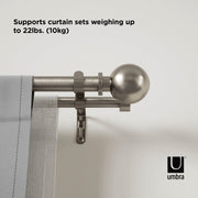 UMBRA - Bolas Double Curtain Rod _ Eco-Friendly Nickel / 36-72" (91-183 cm) / 1" (2.5 cm)