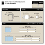 UMBRA - Bolas Double Curtain Rod _ Eco-Friendly Nickel / 72-144" (183-366 cm) / 1" (2.5 cm)