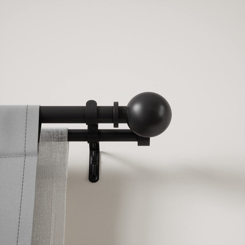UMBRA - Bolas Double Curtain Rod _ Matte-Black / 72-144" (183-366 cm) / 1" (2.5 cm)