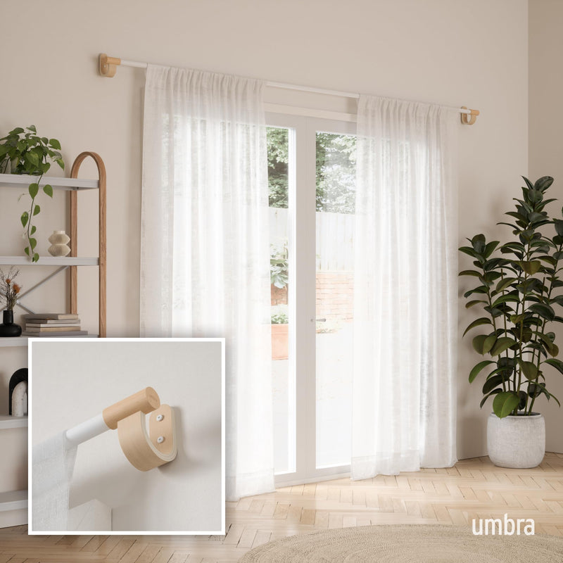 UMBRA - Bellwood Curtain Rod _ White-Natural / 42-120" (107-305 cm) / 1" (2.5 cm)