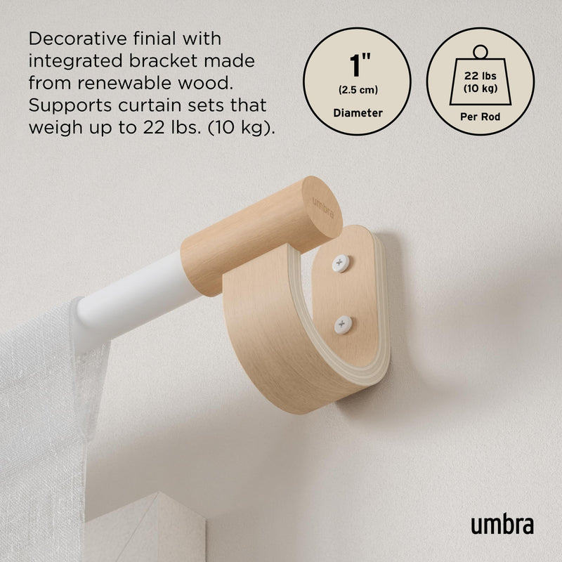 UMBRA - Bellwood Curtain Rod _ White-Natural / 42-120" (107-305 cm) / 1" (2.5 cm)