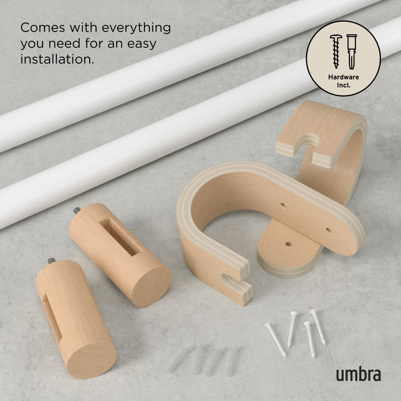 UMBRA - Bellwood Curtain Rod _ White-Natural / 42-120" (107-305 cm) / 1" (2.5 cm)